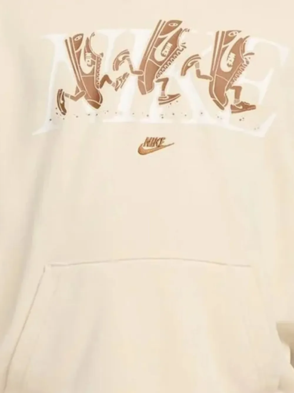 Nike graphic-print hoodie Beige