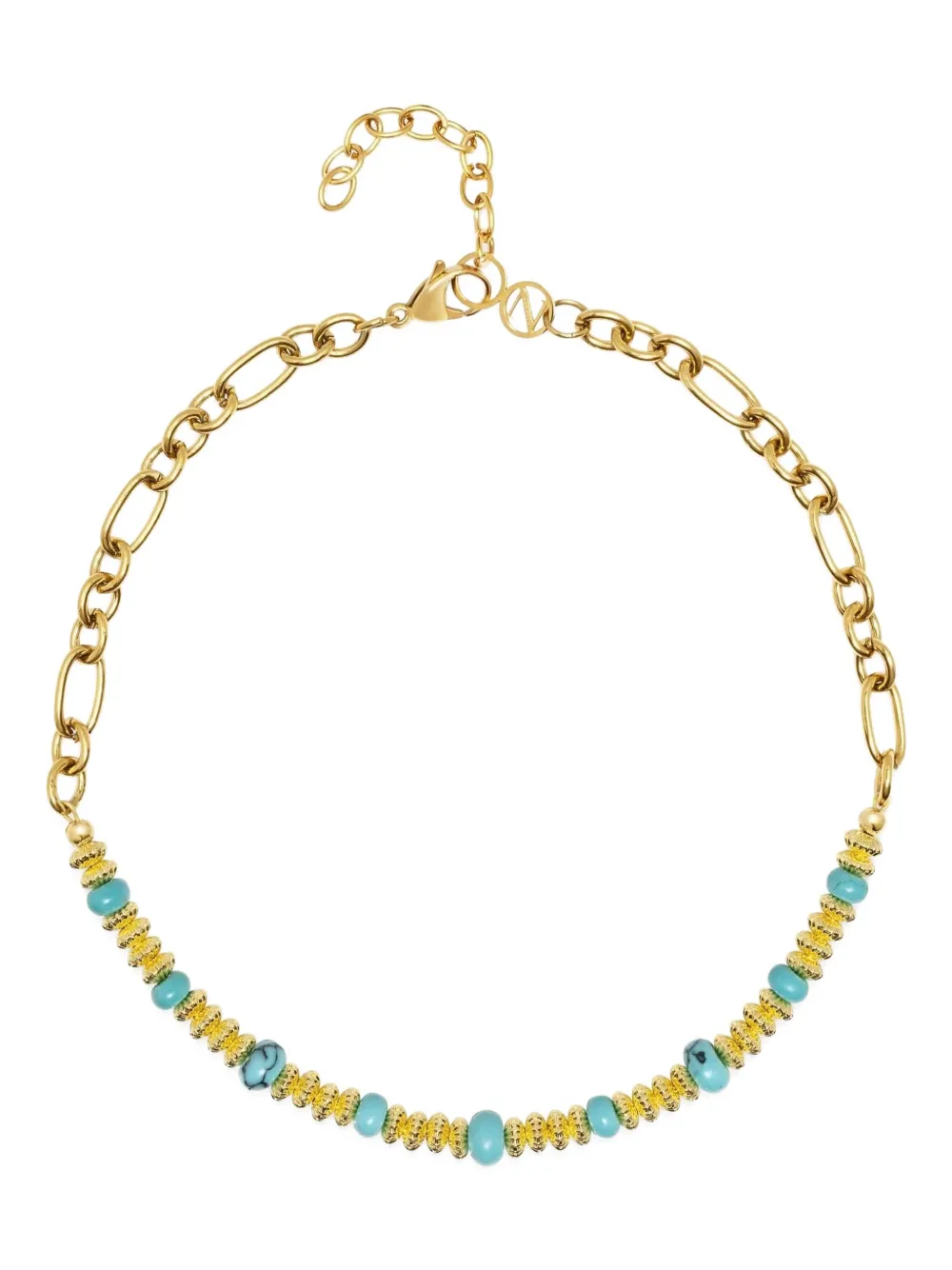 Nialaya Jewelry turquoise-beaded chain necklace | Gold | Image 1