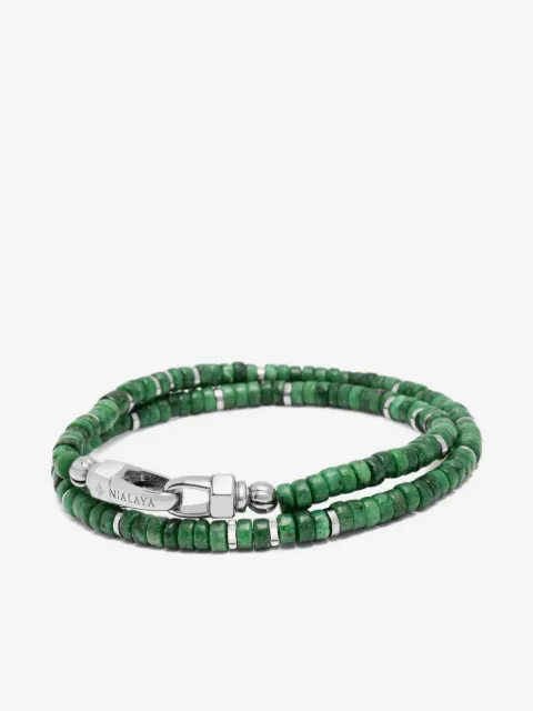 Nialaya Jewelry malachite heishi wrap bracelet