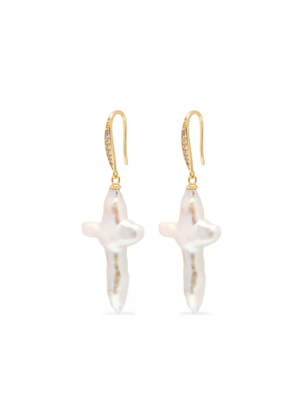 Nialaya Jewelry baroque-pearl cross earrings | Image 1