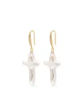 Nialaya Jewelry baroque-pearl cross earrings - WHITE