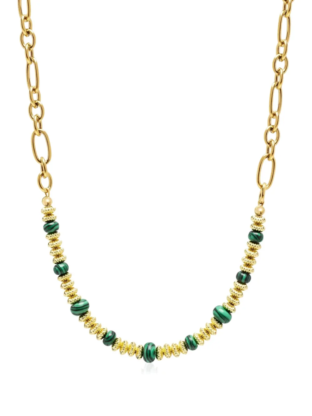  Nialaya Jewelry Collier Malachite Medal En Chaîne - Or 