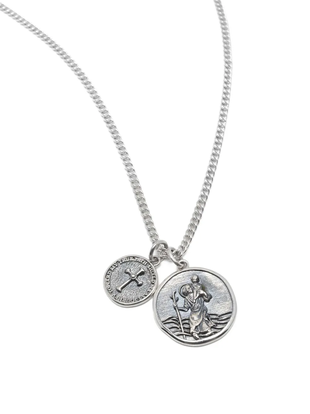 Nialaya Jewelry Saint Christopher Double-medallion Necklace In Metallic