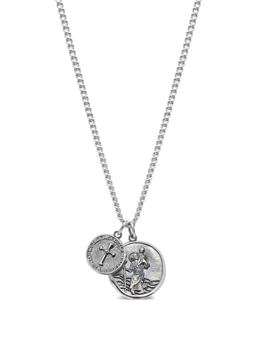 Nialaya Jewelry Saint Christopher Double-medallion Necklace In Metallic