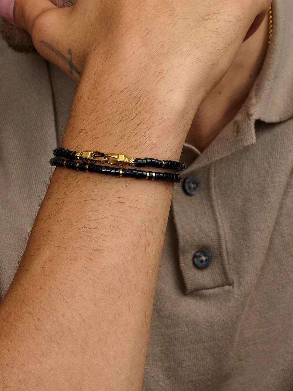 Nialaya Jewelry Onyx Heishi Wrap bracelet | Black | Image 1