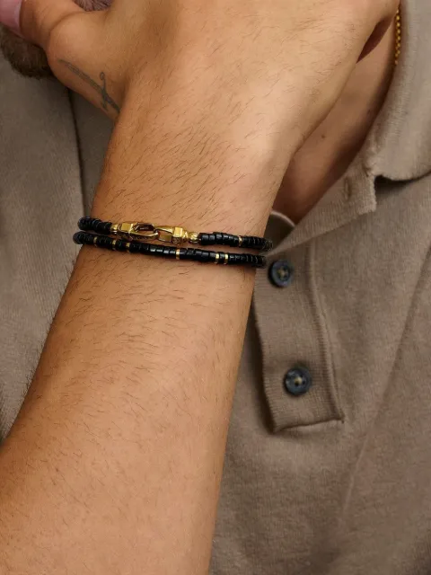 Nialaya Jewelry Onyx Heishi Wickelarmband