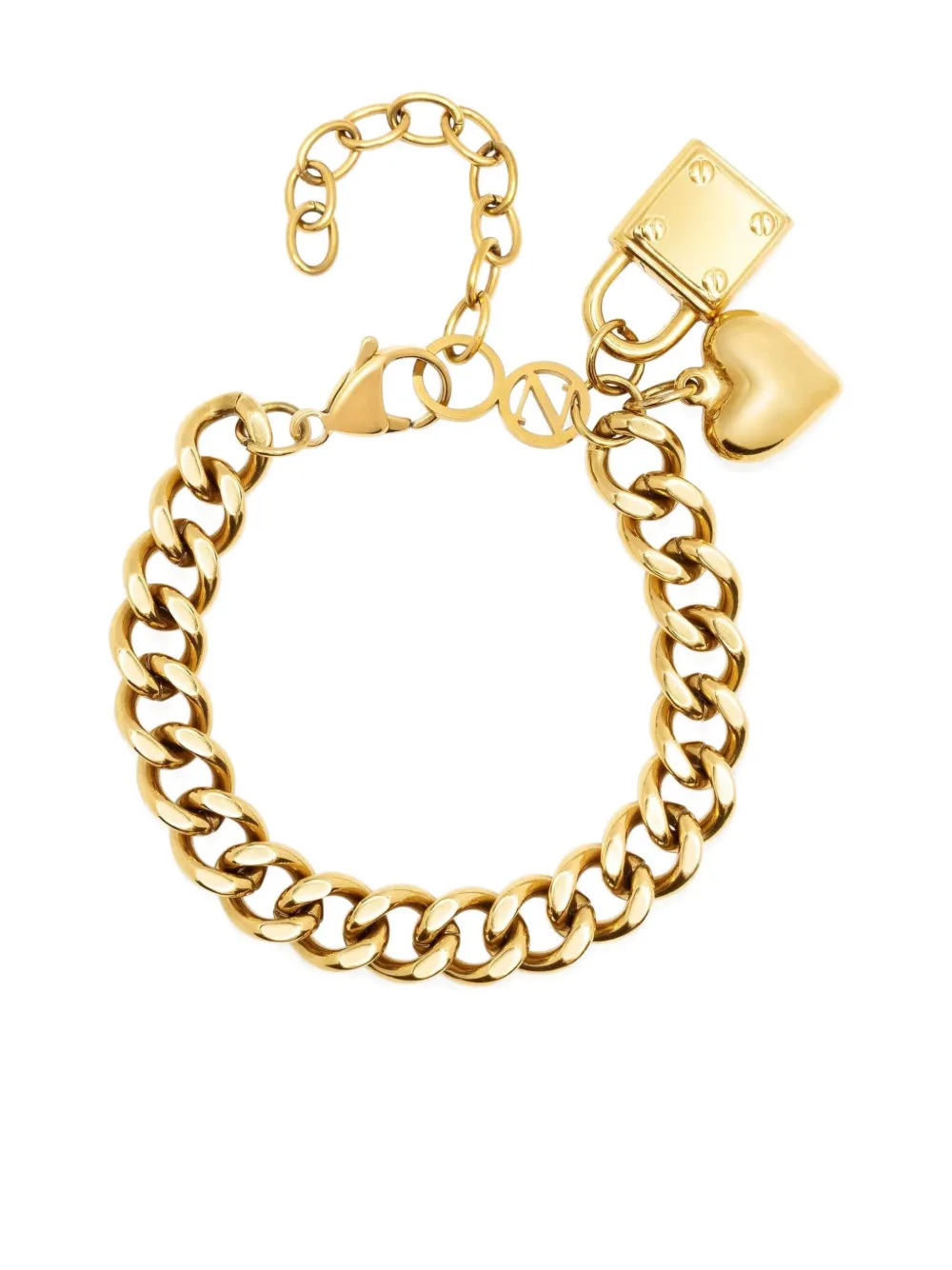 Nialaya Jewelry cuban-chain charm bracelet - Goud