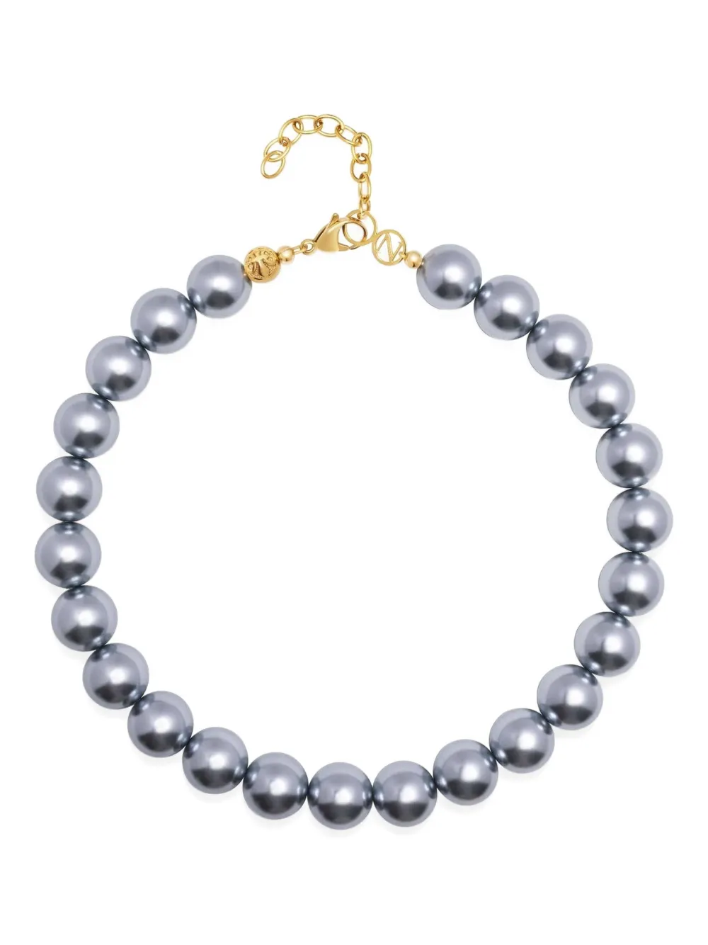 Nialaya Jewelry Chunky Pearl choker necklace | Silver | Image 1
