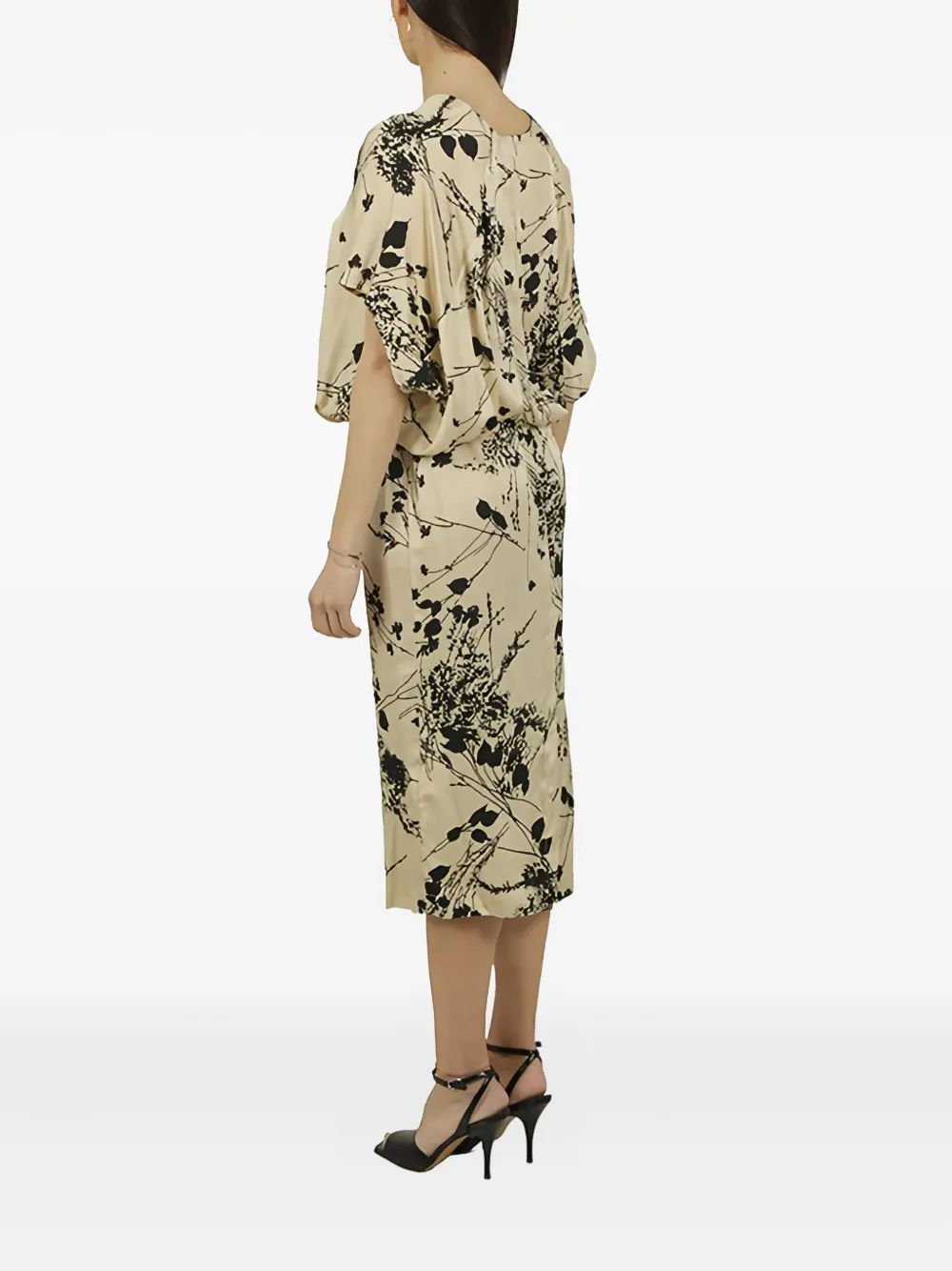 Semicouture floral-print midi dress - Beige