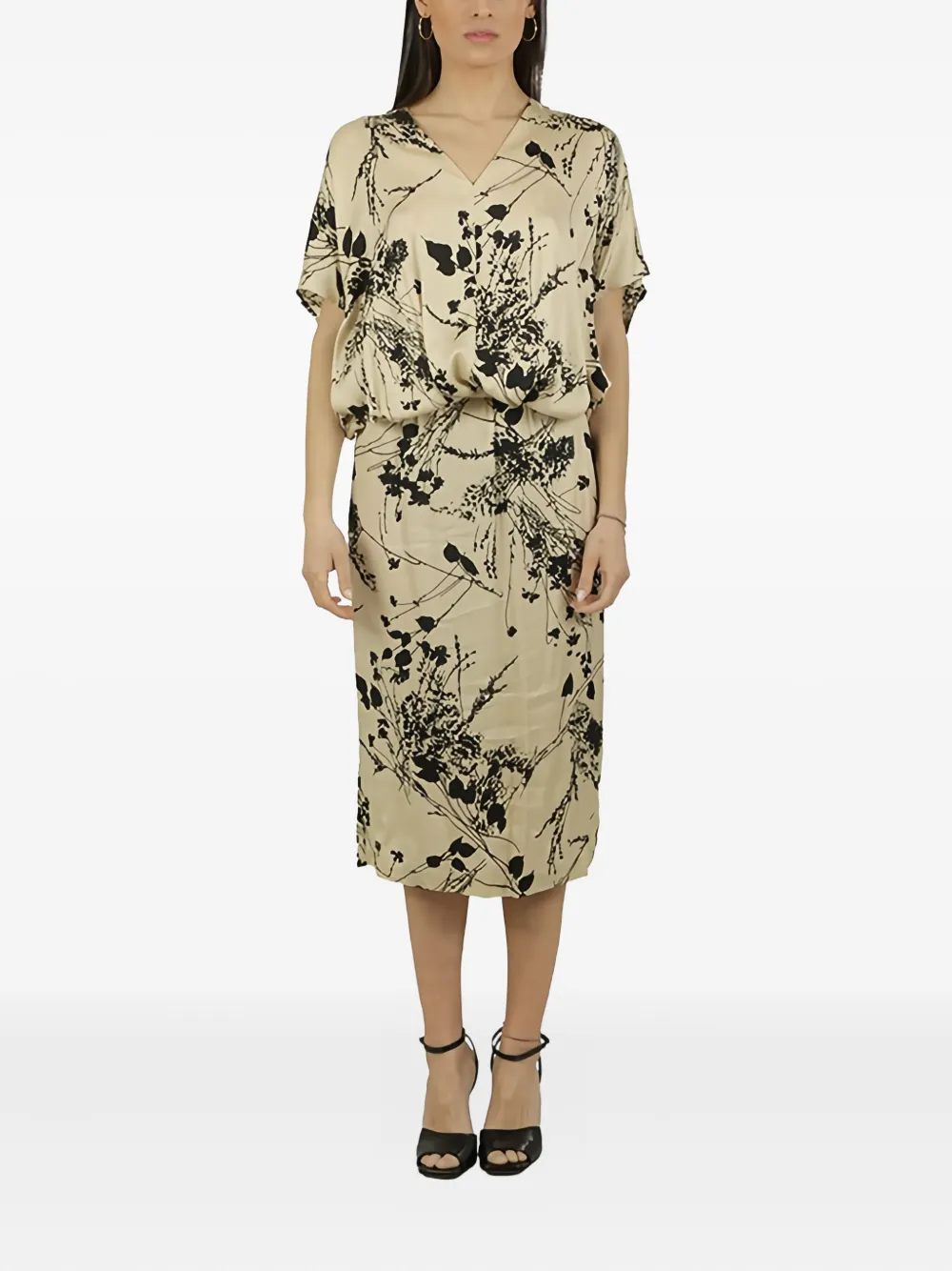 Semicouture floral-print midi dress | Neutrals | Image 1
