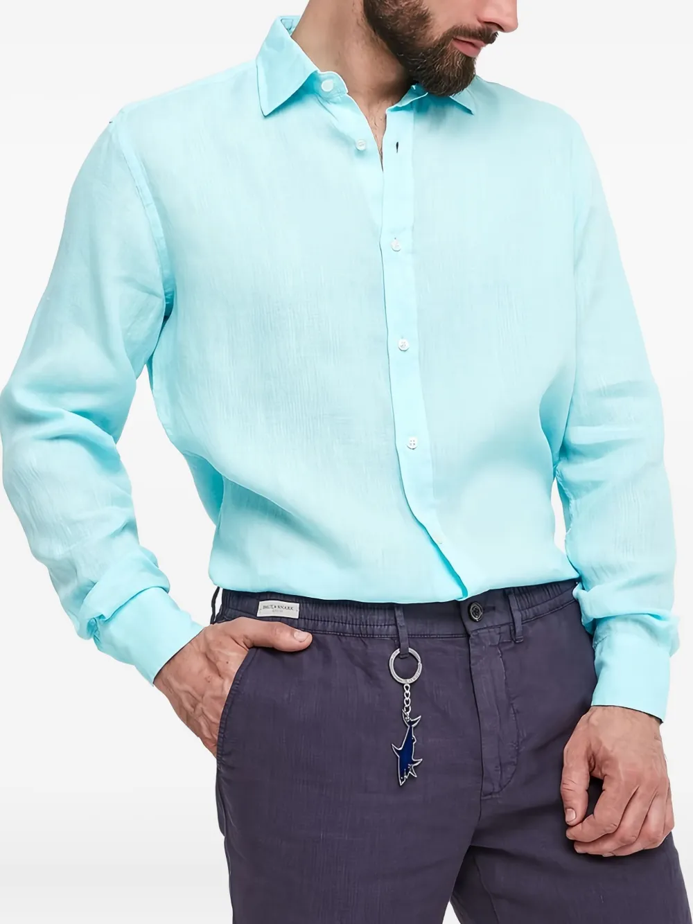 Paul & Shark long-sleeve linen shirt | Blue | Image 1