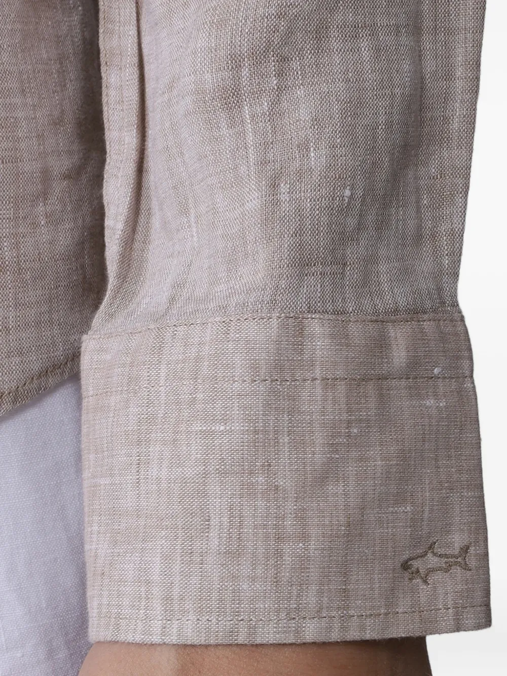 Paul & Shark Linen Long-sleeve Shirt In Neutral