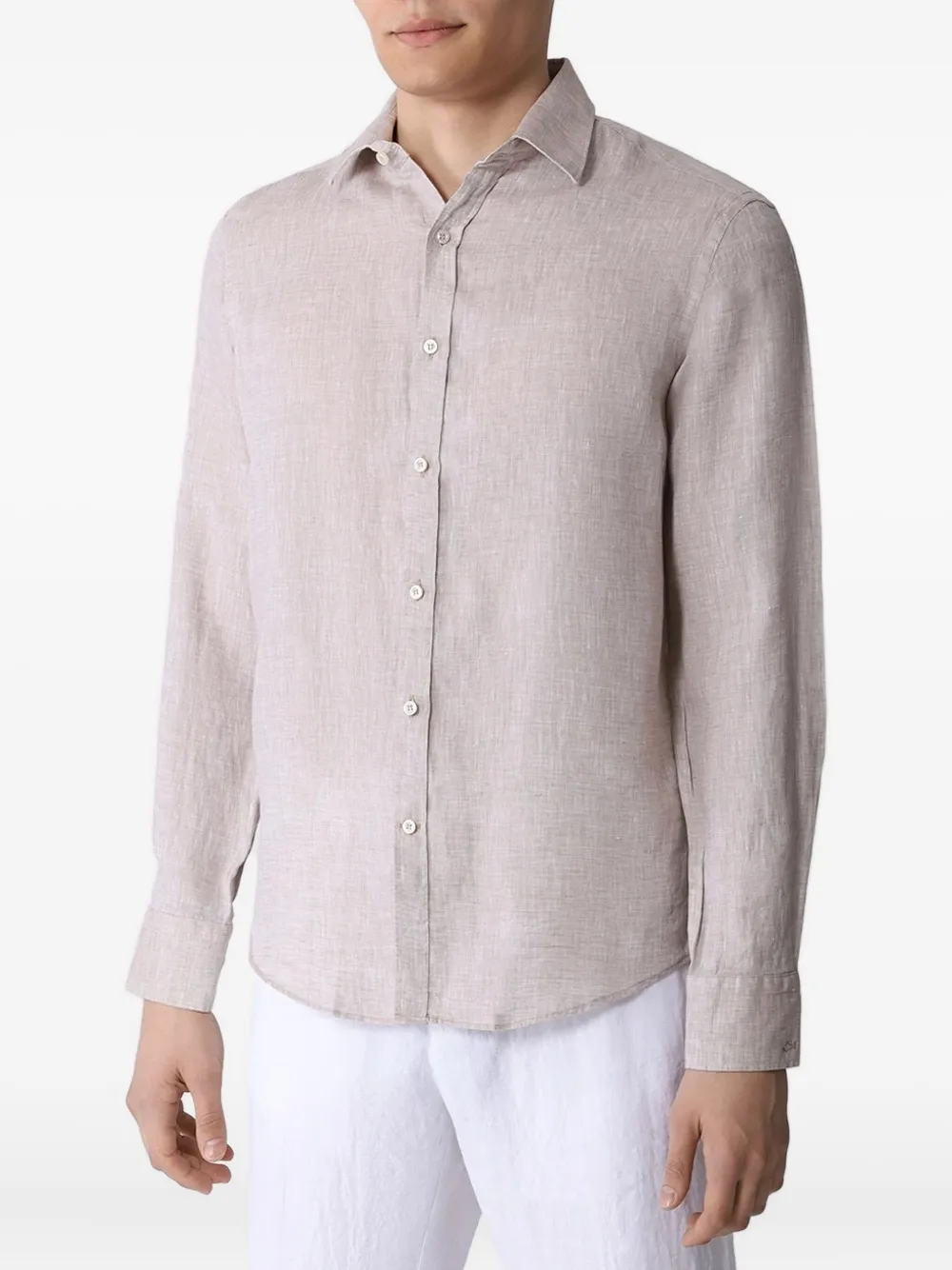 Paul & Shark Linen Long-sleeve Shirt In Neutral