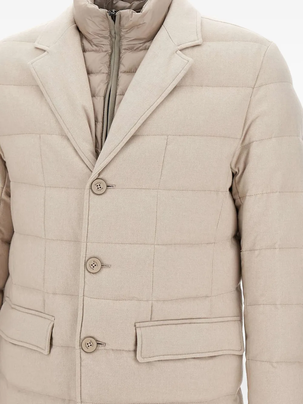 Herno Quilted Buttoned Jacket In Neutral