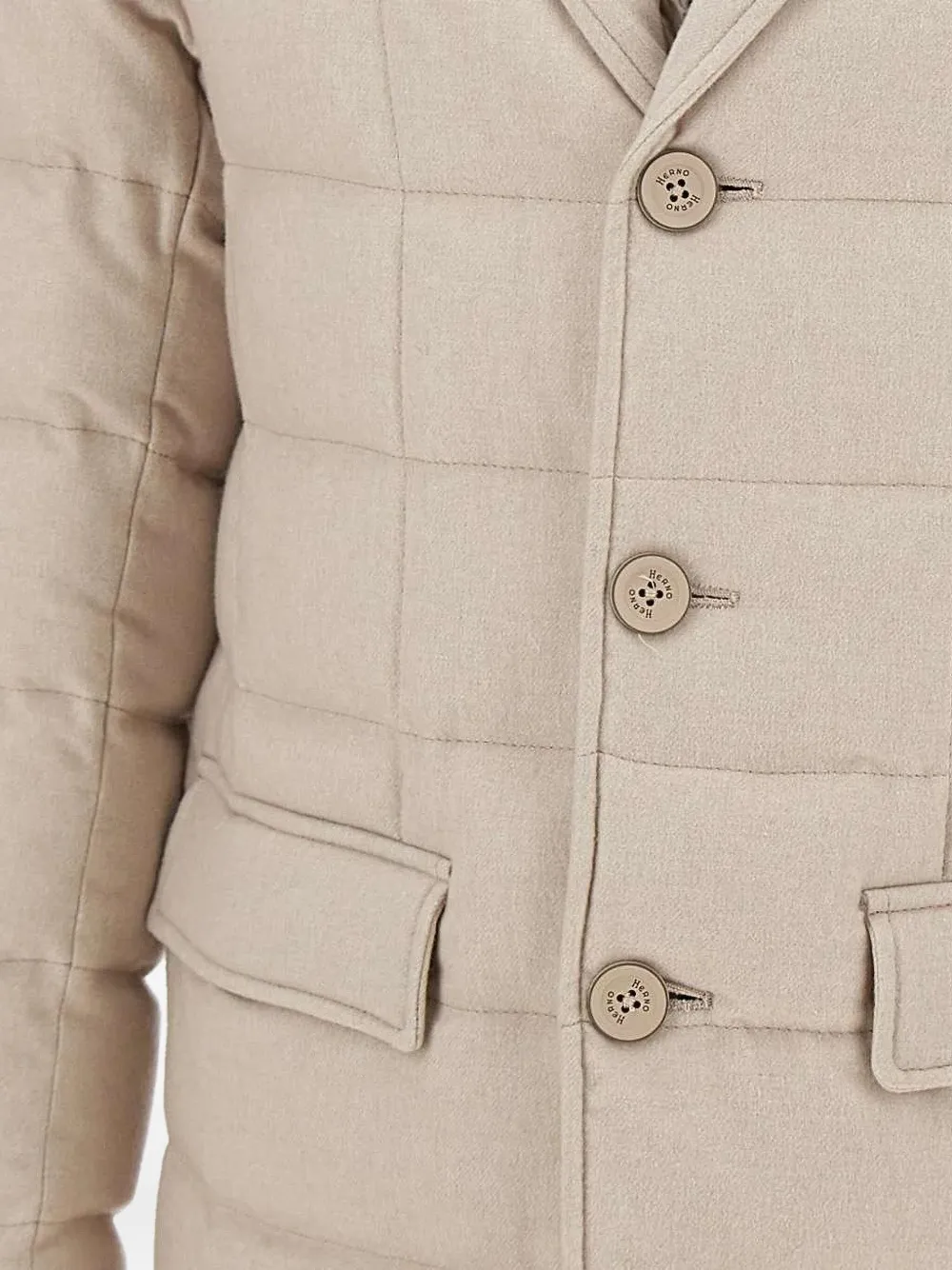 Herno Quilted Buttoned Jacket In Neutral