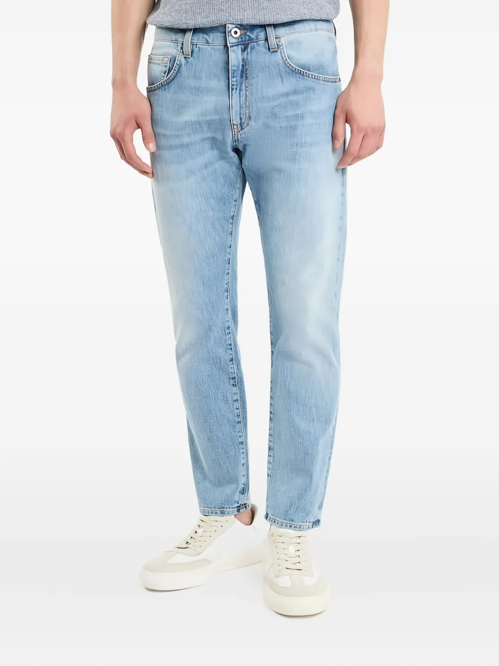 Fay Faded Effect Trousers Featuring Belt Loops In Blue