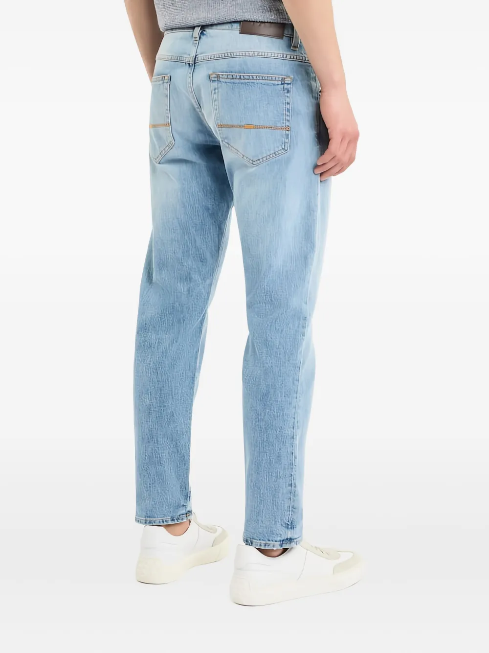 Fay Faded Effect Trousers Featuring Belt Loops In Blue