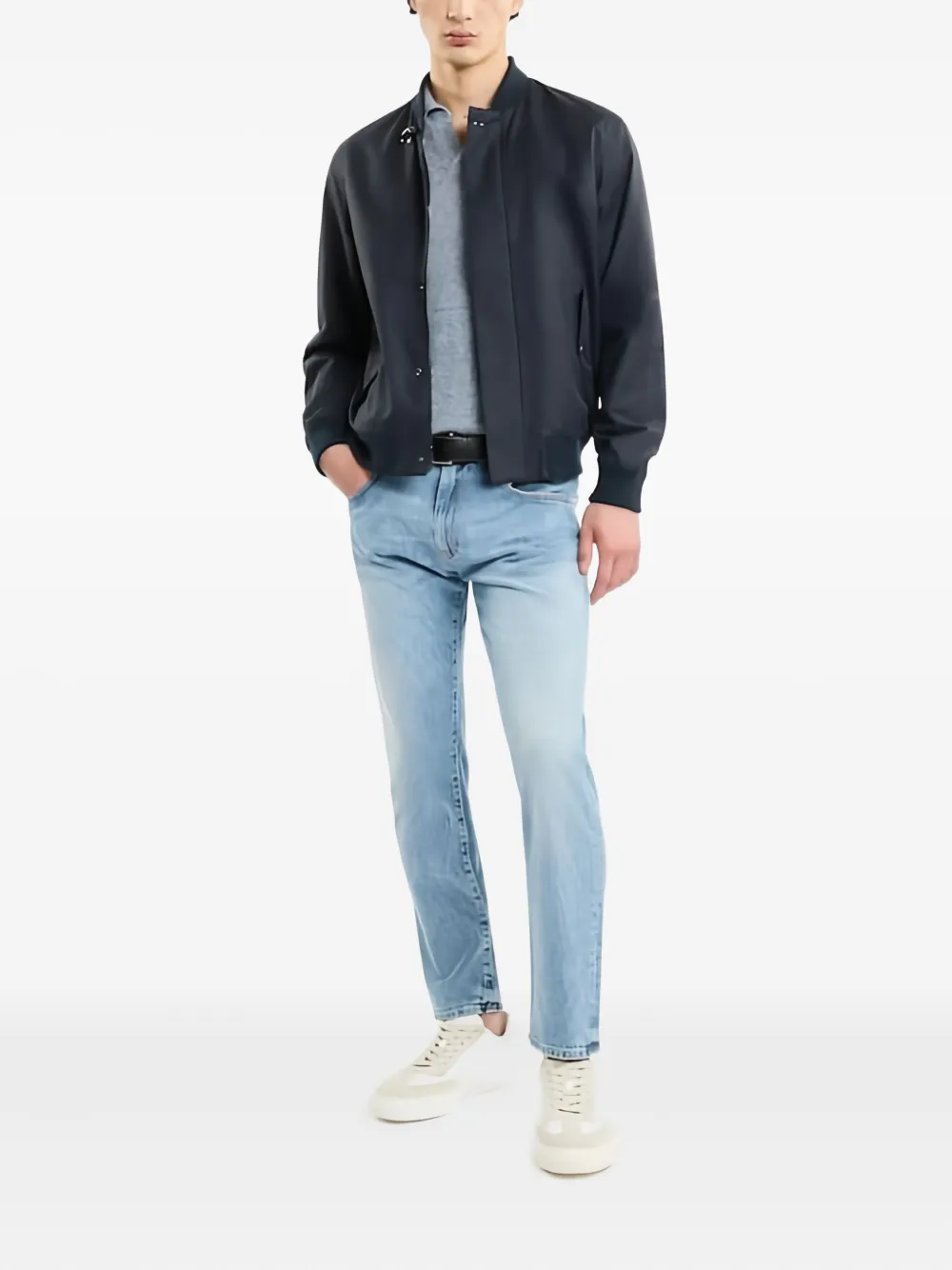 Fay leather-patch jeans - Blauw