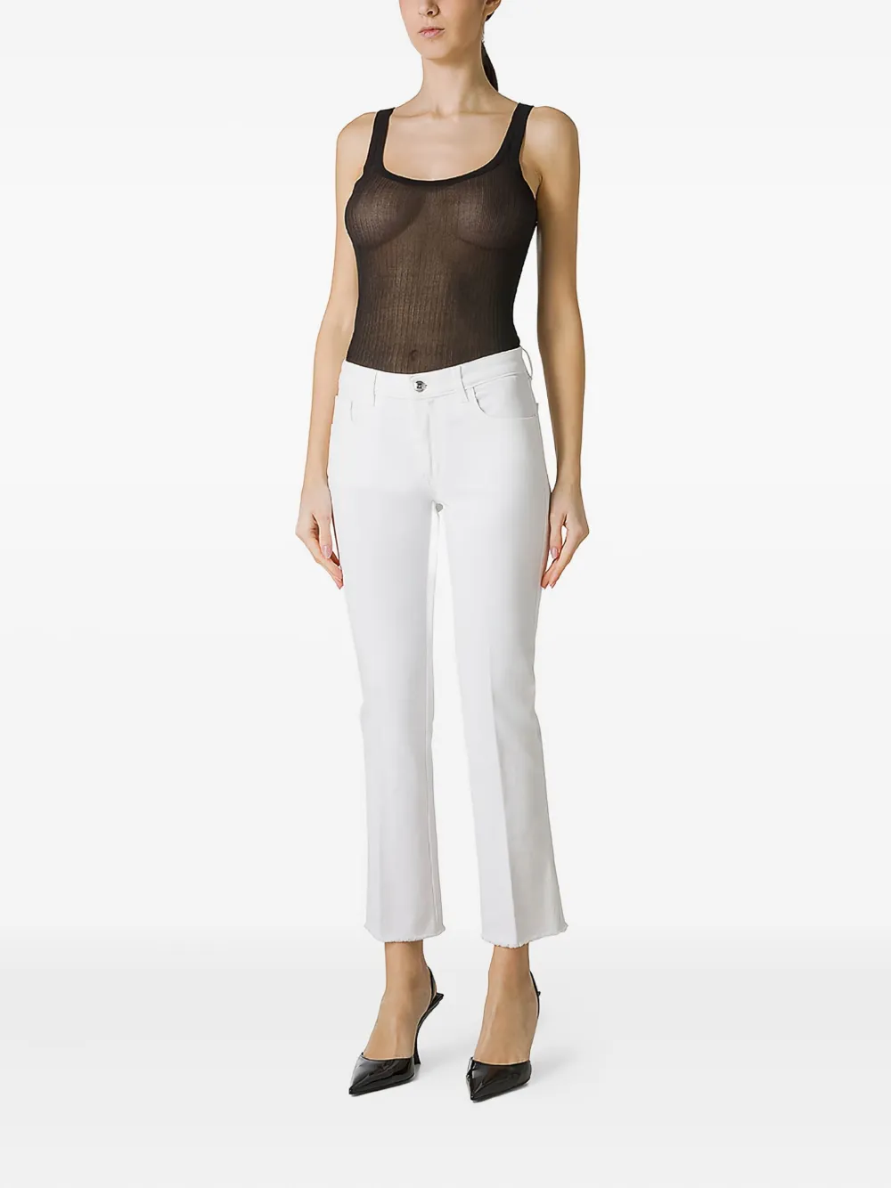 Fay frayed-hem trousers - Wit