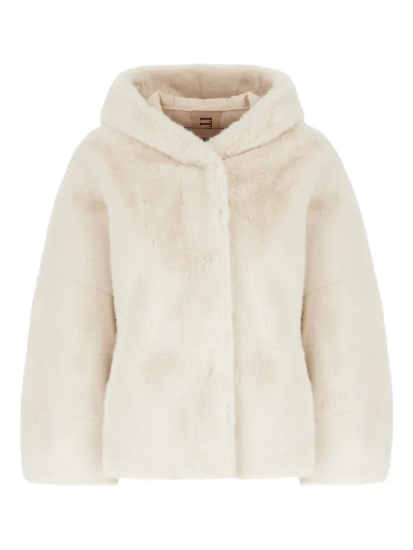 ジャケット・アウター EMBROIDERED FAUX FUR HOODED JACKET WHITE ジャケット・アウター EMBROIDERED FAUX FUR HOODED JACKET