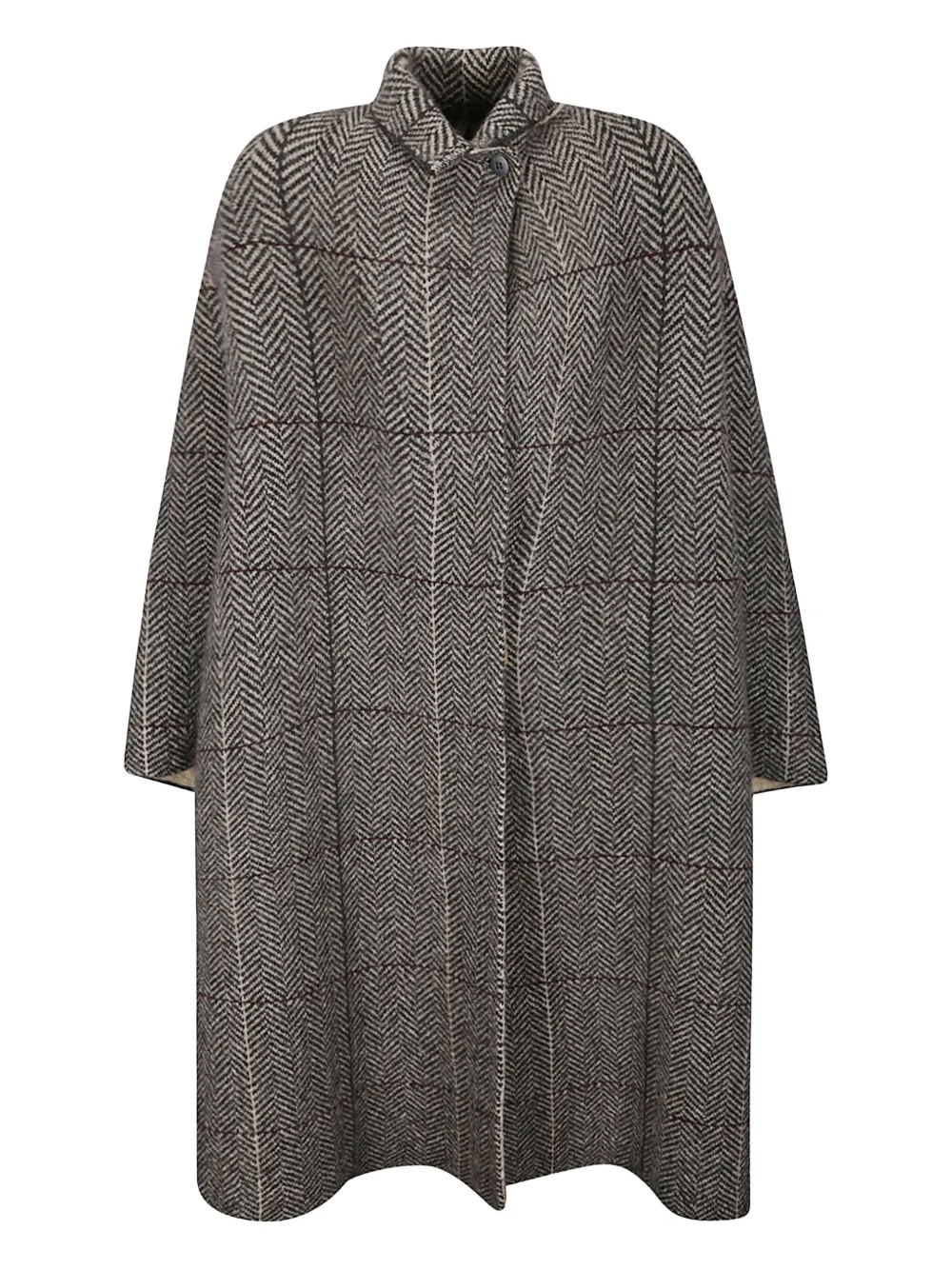 Boboutic Herringbone Checked Double-breasted Coat In Gray