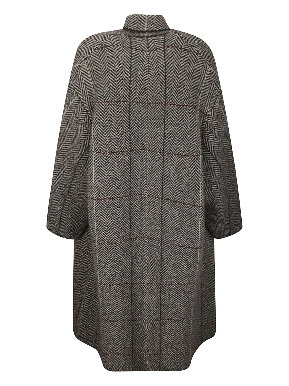 Boboutic Herringbone Checked Double-breasted Coat In Gray