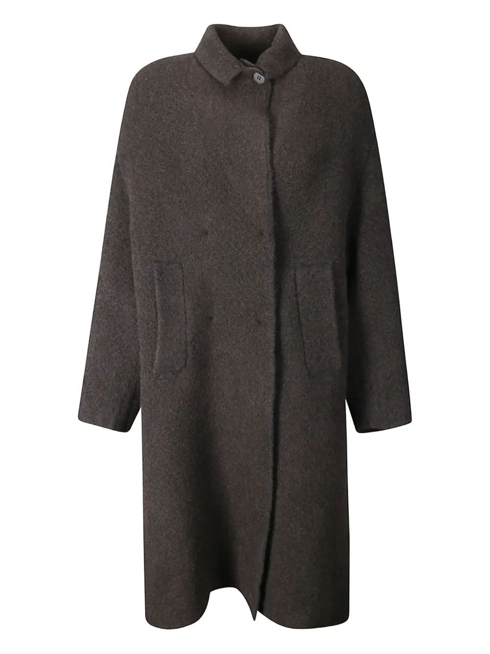 Boboutic Collared Double-breasted Coat In Black