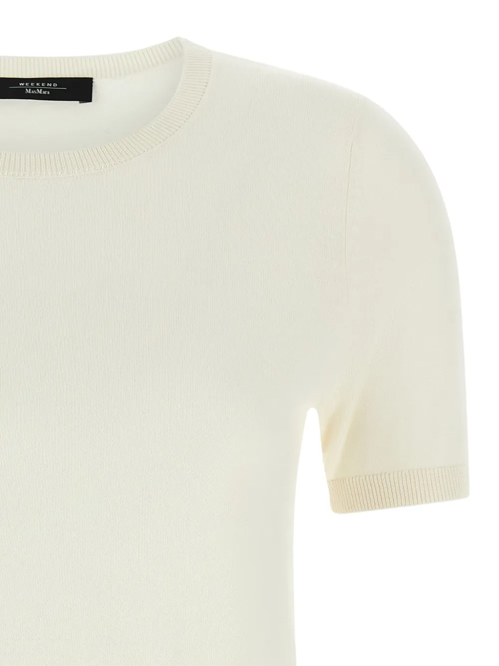 Weekend Max Mara Agro Short-sleeve Crew-neck Sweater In White