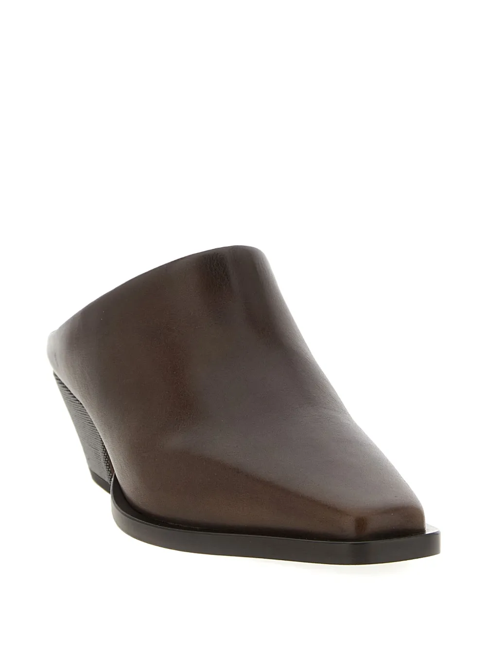 Brunello Cucinelli Western Leather Monili-heel Mules In Brown