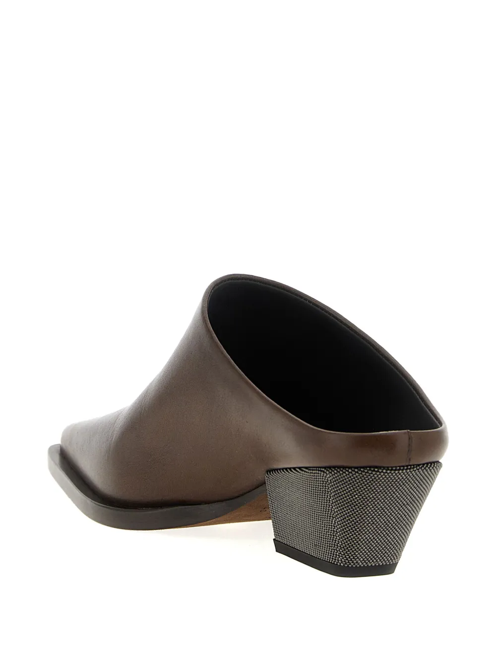Brunello Cucinelli Western Leather Monili-heel Mules In Brown