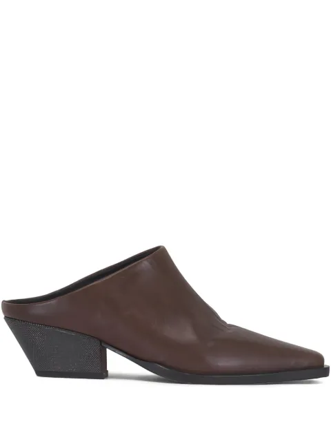 Brunello Cucinelli mules en cuir à bout carré