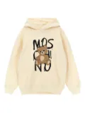 Moschino Kids teddy-print cotton hoodie - Neutrals