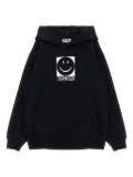 Moschino Kids smiley-face kangaroo-pocket hoodie - Black