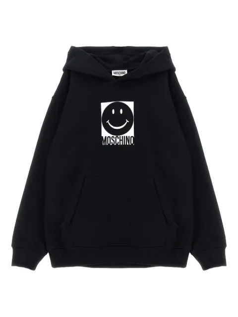 Moschino Kids smiley-face kangaroo-pocket hoodie