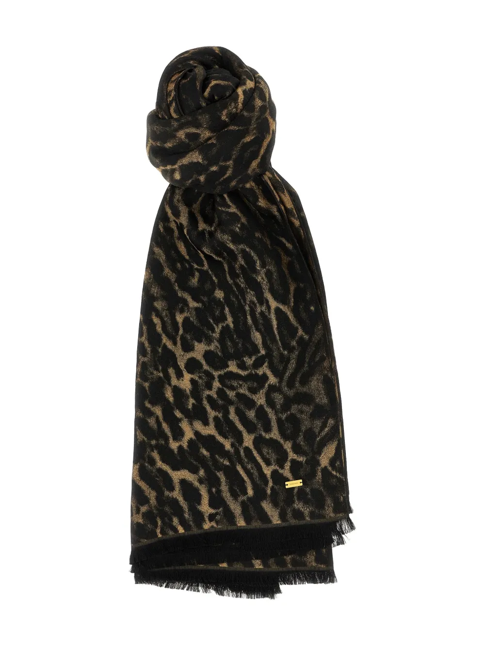 Saint Laurent leopard-print fringed scarf - Brown Saint Laurent leopard-print fringed scarf - Brown
