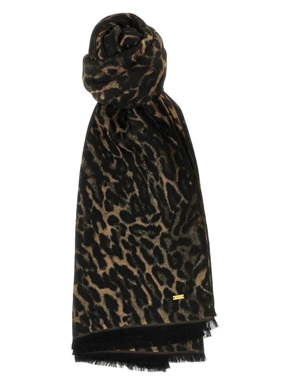 Saint Laurent leopard-print fringed scarf - Brown Saint Laurent leopard-print fringed scarf - Brown