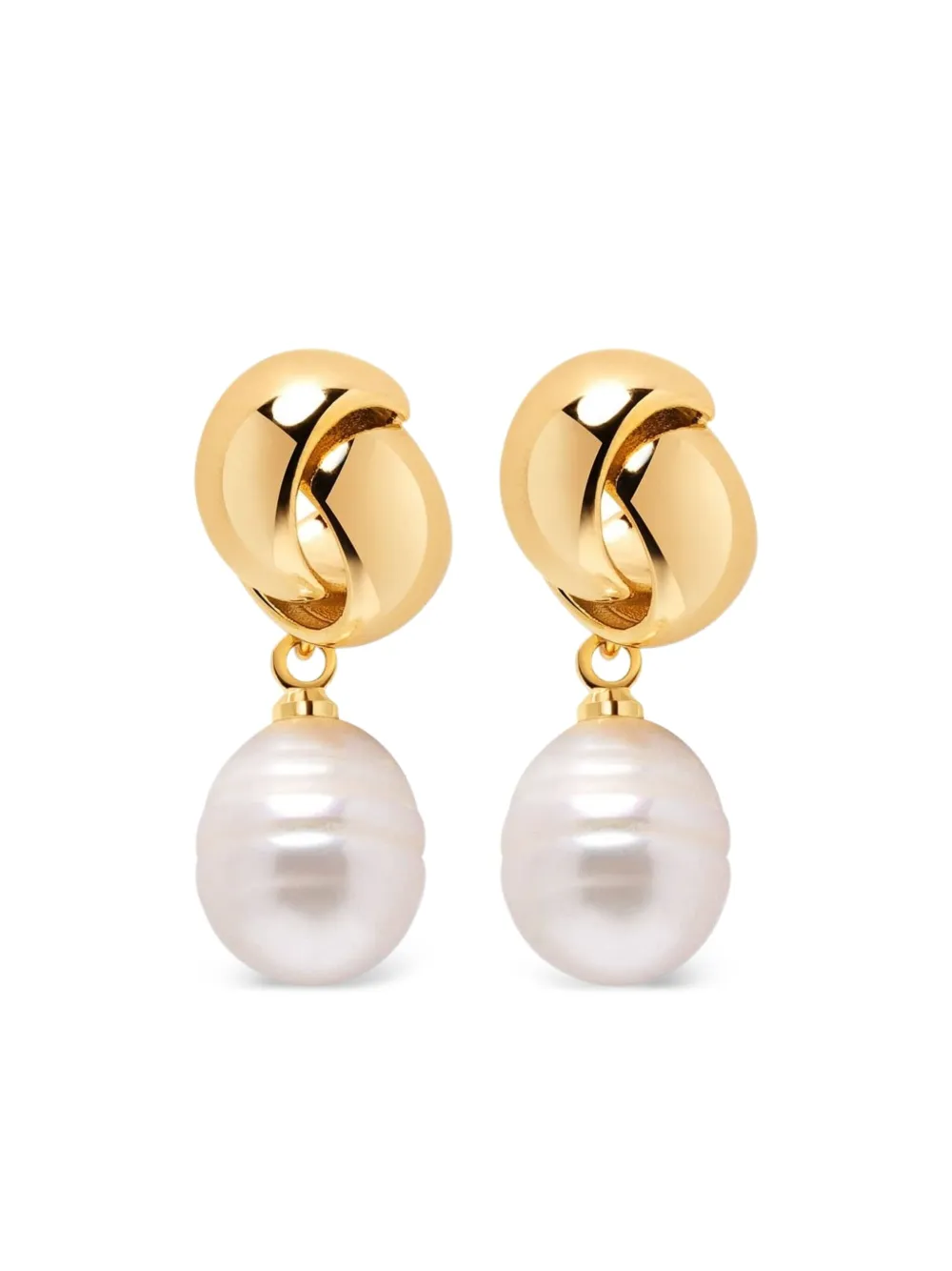 Nialaya Jewelry gold knot pearl earrings | Gold | Image 1