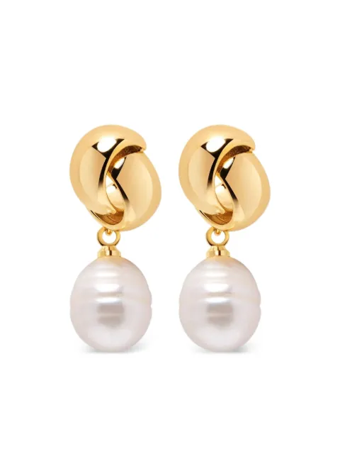 Nialaya Jewelry gold knot pearl earrings