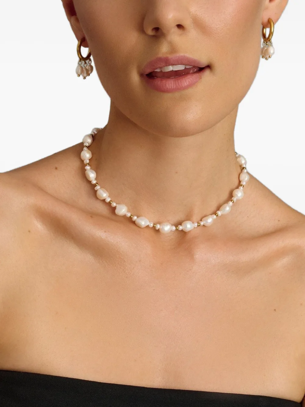Nialaya Jewelry Portofino Pearl choker necklace - Wit