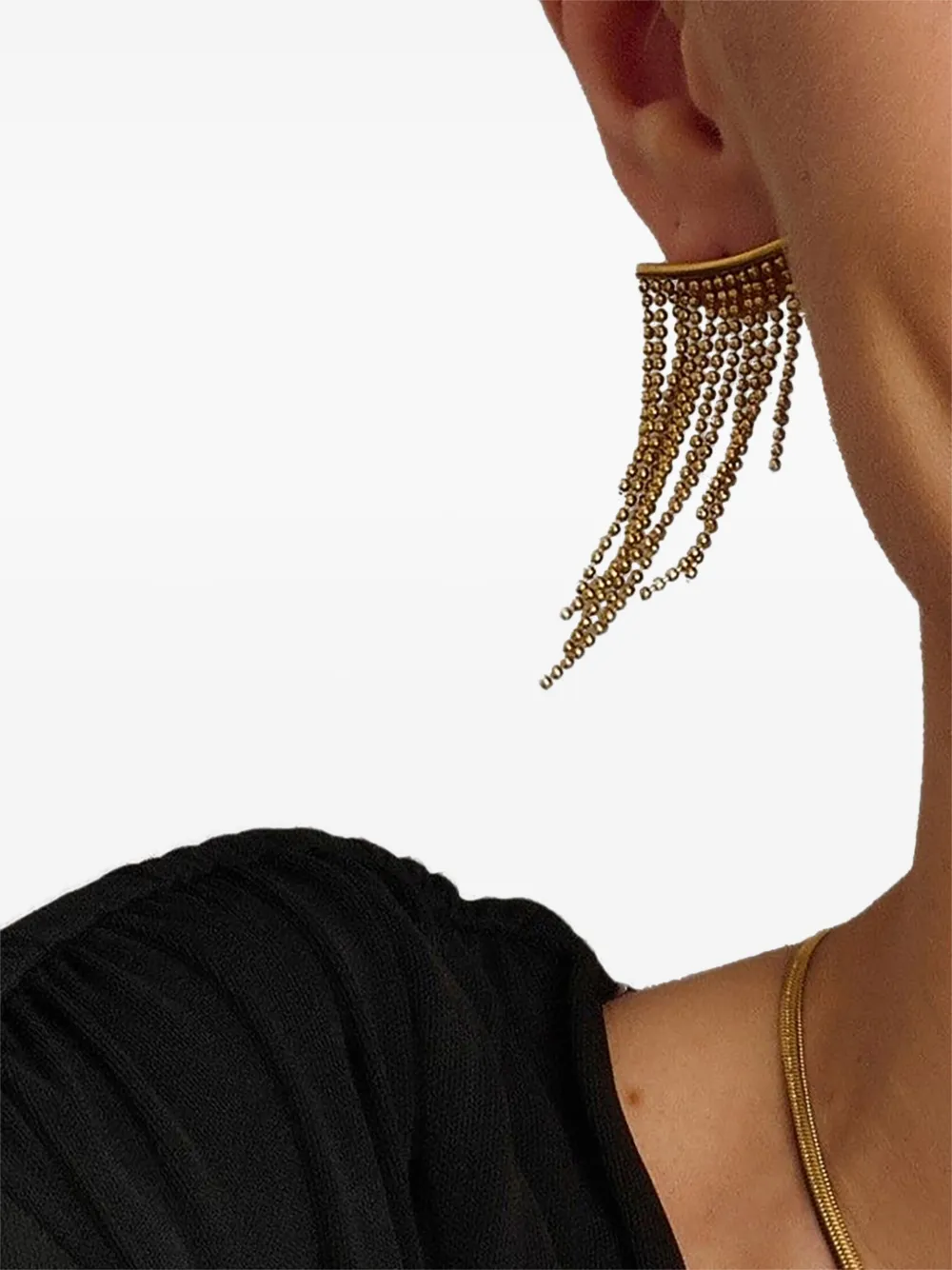 Nialaya Jewelry beaded fringe earrings - GOLD