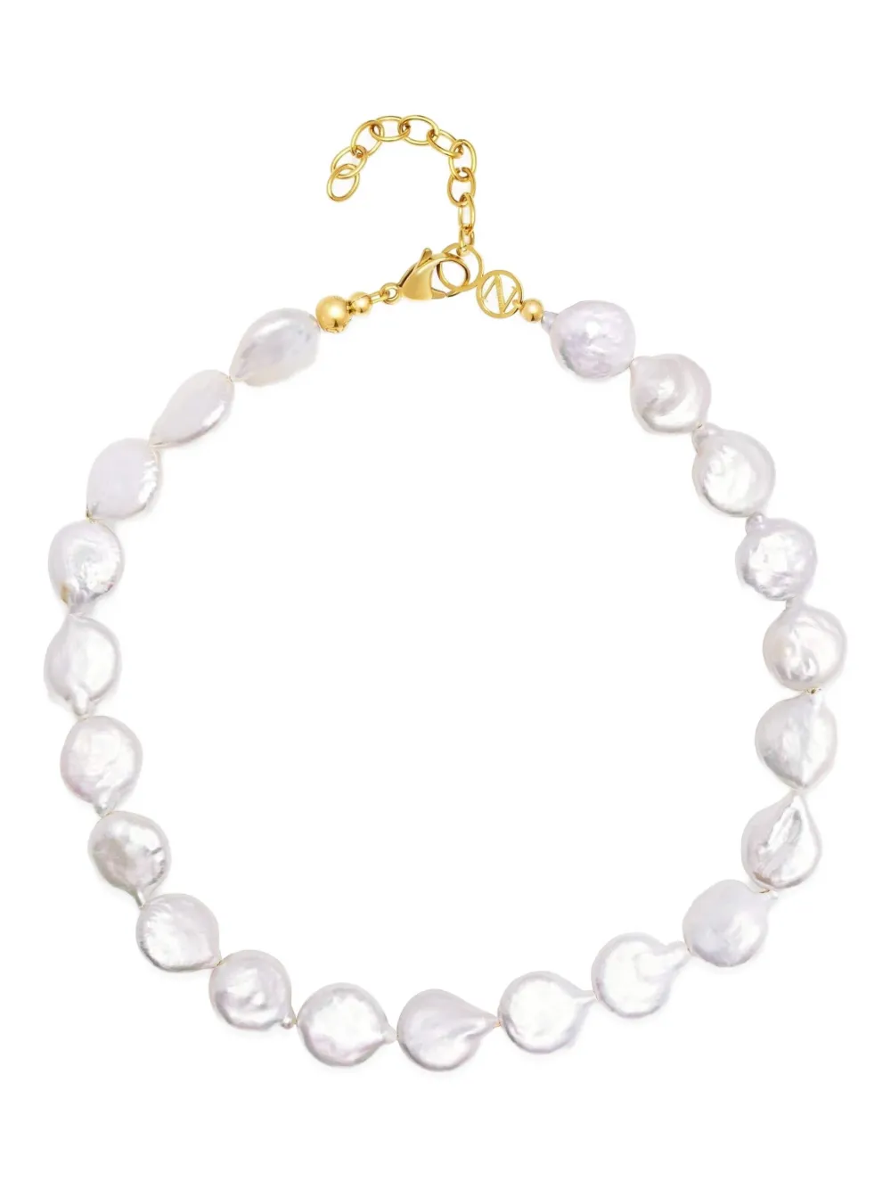 Nialaya Jewelry Como flat-pearl choker necklace - ホワイト Nialaya Jewelry Como flat-pearl choker necklace - ホワイト