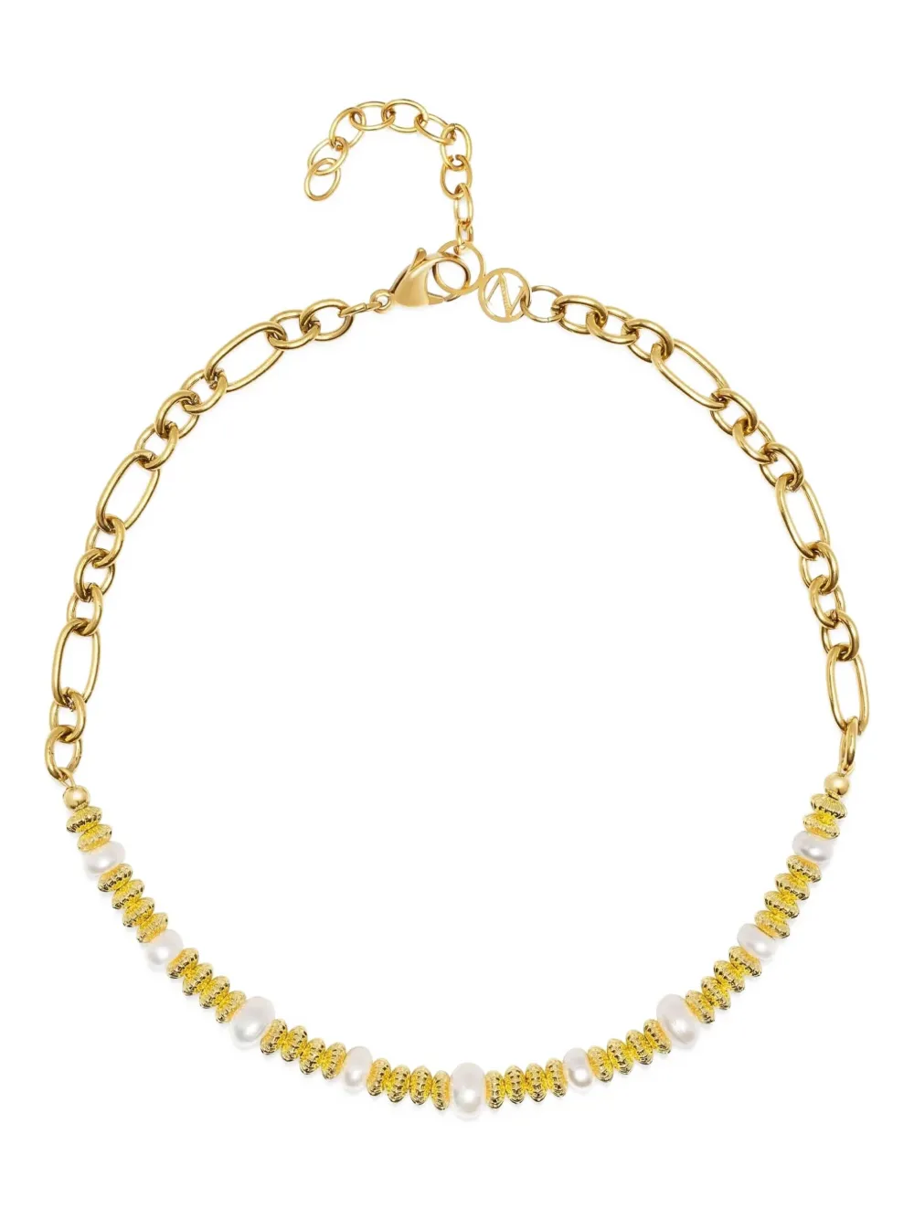 Nialaya Jewelry 18K yellow gold pearl-embellished chain choker | Gold | Image 1