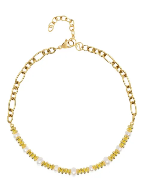 Nialaya Jewelry 18K yellow gold pearl-embellished chain choker