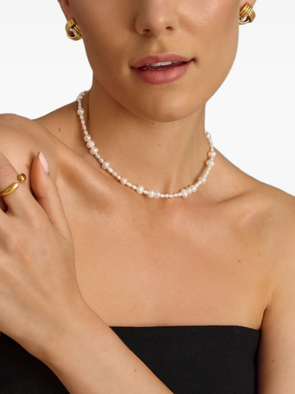 Nialaya Jewelry St. Tropez Pearl choker necklace - Wit