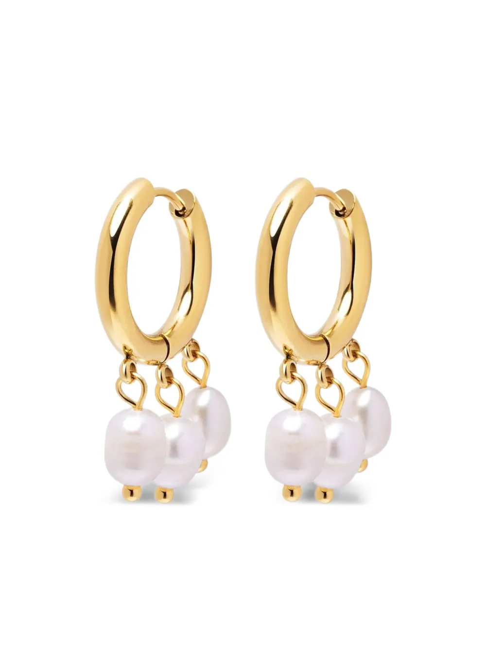 Nialaya Jewelry gold hoop pearl earrings - ゴールドトーン Nialaya Jewelry gold hoop pearl earrings - ゴールドトーン