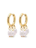 Nialaya Jewelry gold hoop pearl earrings