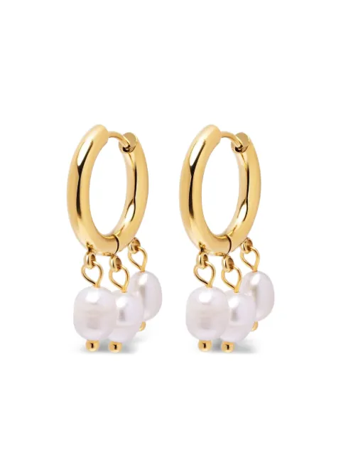 Nialaya Jewelry gold hoop pearl earrings