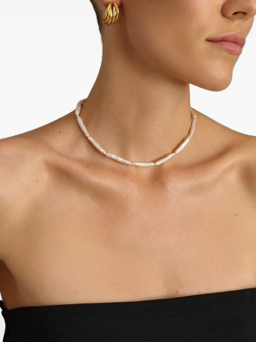 Nialaya Jewelry Ravello Pearl choker necklace - Wit