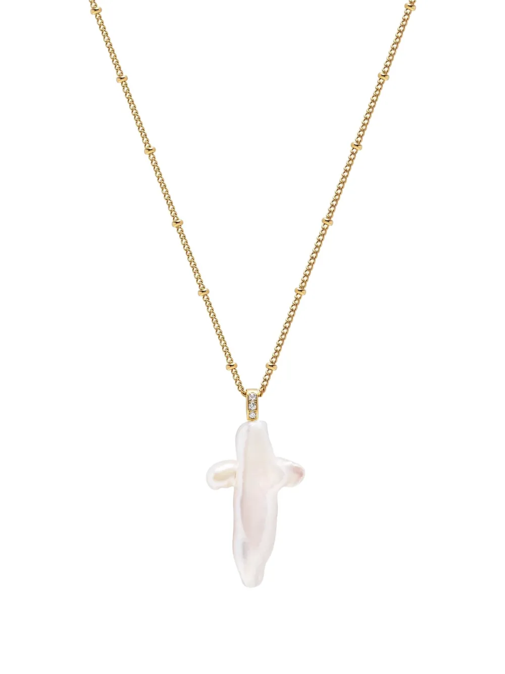 Nialaya Jewelry Pearl Cross chain necklace | Gold | Image 1
