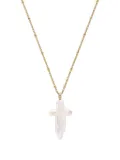 Nialaya Jewelry Pearl Cross chain necklace - Gold